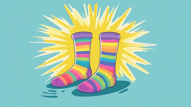 Colorful striped socks graphic design