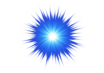 Blue starburst light effect isolated on transparent background