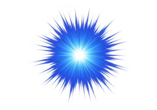 Blue starburst light effect isolated on transparent background