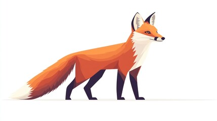 Fototapeta premium Cartoon fox profile, animal illustration, detailed design, possible use for children's book cover or educational material
