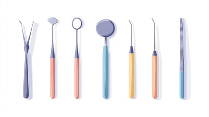 Dental tools collection, flat illustration