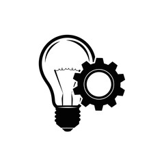 Brilliant idea generation with a gear, representing innovation and problem-solving for modern business needs