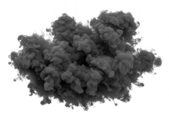 Dark smoke explosion isolated on transparent background