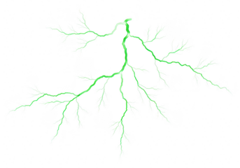 Green lightning bolt isolated on transparent background