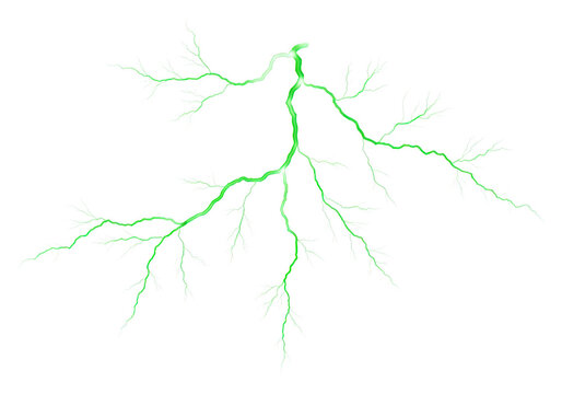 Green lightning bolt isolated on transparent background - Powered by Adobe
