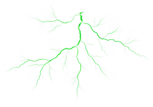 Green lightning bolt isolated on transparent background - Powered by Adobe