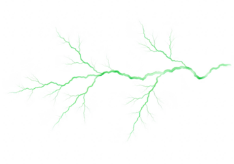 Green lightning bolt isolated on transparent background