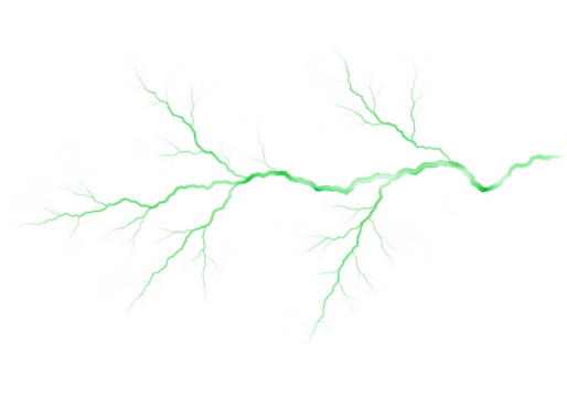 Green lightning bolt isolated on transparent background