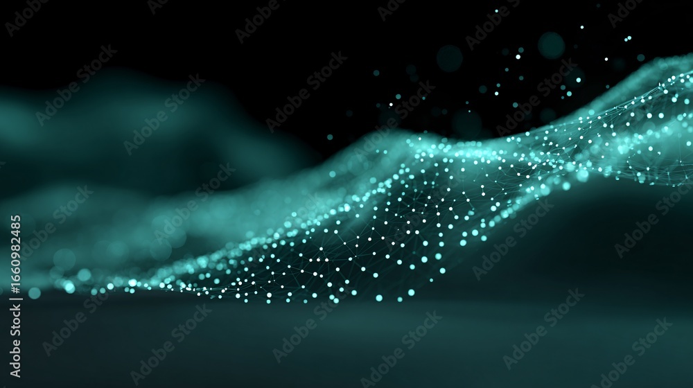 Poster futuristic artificial intelligence data flow, glowing abstract streams in cyberspace, stock photo wi