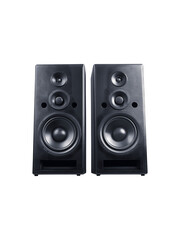 Fototapeta premium Pair of large modern black speakers with a sleek design