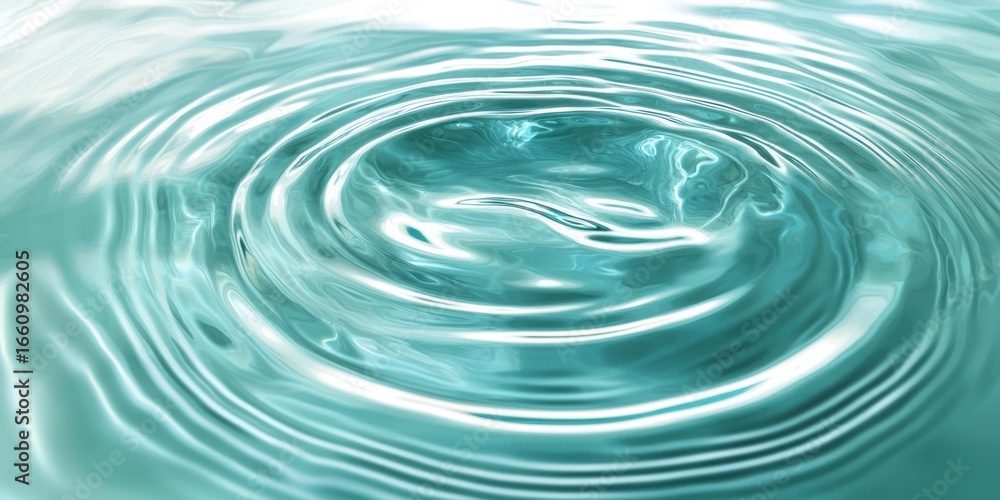 Aufkleber a close-up shot of water rippling and splashing into a dark, still surface. the ripples create a dyn