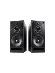 Obraz premium Pair of large modern black speakers with a sleek design