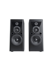Obraz premium Pair of large modern black speakers with a sleek design