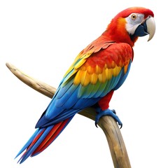 Obraz premium Scarlet Macaw Parrot Perched on a Branch bird tropical bird