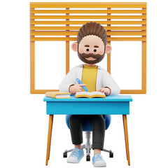 Professor in Office 3D character