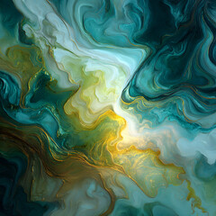 Obraz premium Abstract Teal and Gold Marble Texture: Luxurious Fluid Art Background