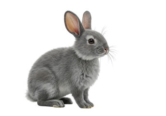 Obraz premium A small grey rabbit sitting isolated on transparent background