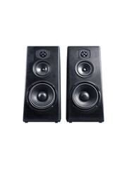 Obraz premium Pair of large modern black speakers with a sleek design