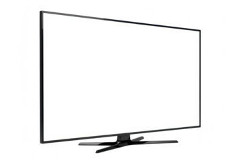 Modern flat screen television with blank screen isolated on transparent background
