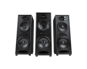 Fototapeta premium Three large black speakers in a modern design