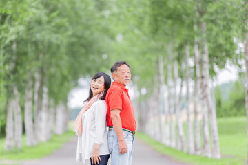 Fototapeta premium シニア オシドリ夫婦