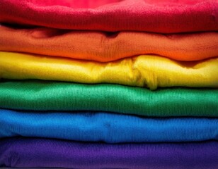Fashionable t shirts stacked with diverse bright color swatches
