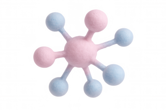 Pink and blue molecular structure connecting in 3d rendering, symbolizing scientific connectivity on transparent background