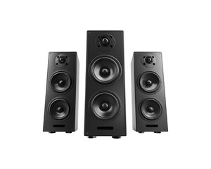 Naklejka premium Three large black speakers in a modern design
