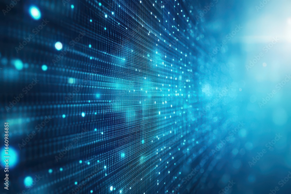 Aufkleber high tech digital data stream with light particles and abstract background for technology and innova