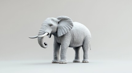 Fototapeta premium 3D rendered gray elephant against plain background. Possible use Educational or scientific illustration