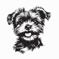 Cute Yorkie Puppy Happy Dog Cartoon Art Vector Vector Image isolated on white background