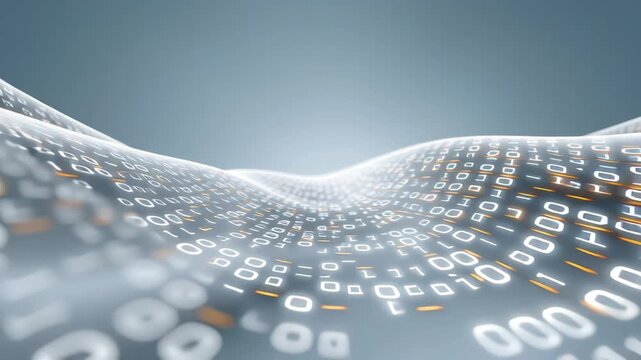 Abstract digital wave with binary code representation flowing smoothly.