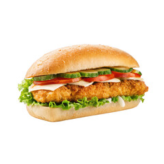 Chicken sandwich isolated on transparent background