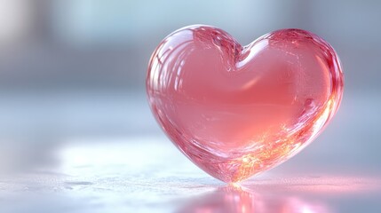 Fototapeta premium Translucent Pink Heart on a Light Surface
