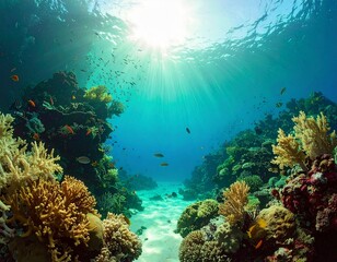 coral reef and diver