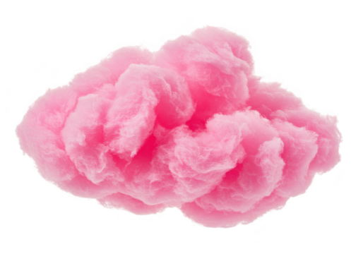 A fluffy pink candy floss isolated on transparent background