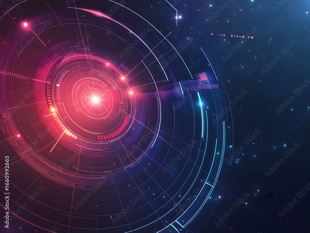 Aufkleber futuristic digital interface with vibrant colors and dynamic patterns