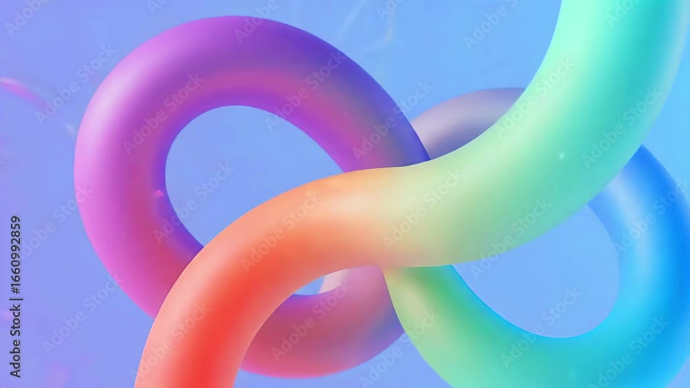 Poster abstract colorful fluid shapes intertwining on a soft blue background