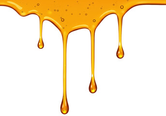 Isolated Dripping Golden Honey or Syrup on White