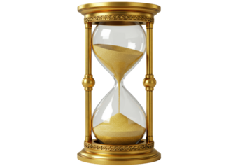 Isolated Golden Hourglass with Flowing Sand