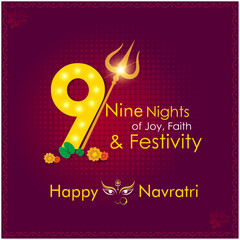 Creative Social Media Post Navratri India. Nine Nights. Dussehra Festival, Goddess Durga Vector Design  Illustration