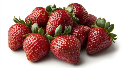 Obraz premium Fresh strawberries arranged cluster white background, showcasing their vibrant red color