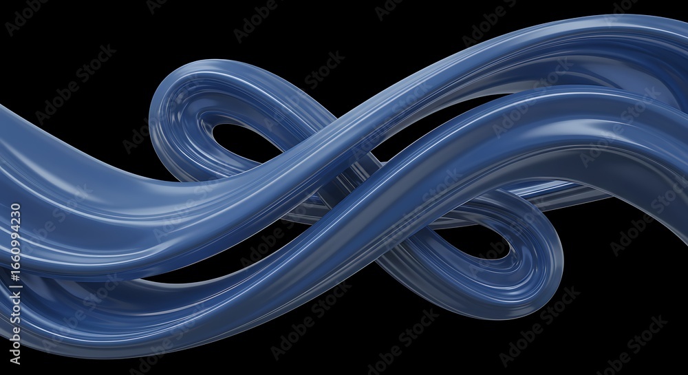 Poster a sleek and modern abstract background featuring glossy, flowing blue ribbons in a dynamic 3d render