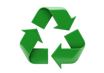 Fototapeta premium Isolated 3D Render of a Bright Green Recycle Symbol on White Background