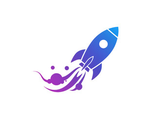 Fototapeta premium Isolated Vibrant Gradient Rocket Launch Icon on White Background