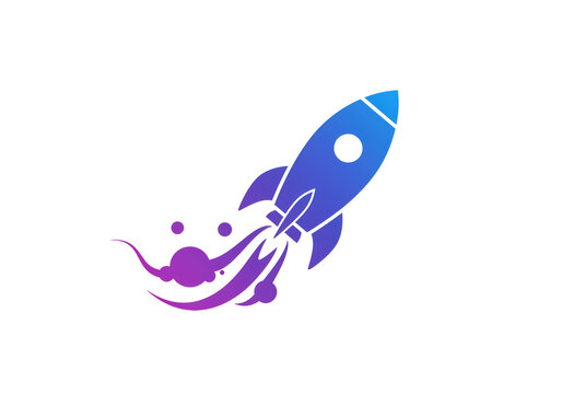 Isolated Vibrant Gradient Rocket Launch Icon on White Background