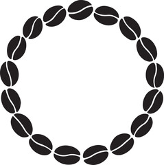 Coffee bean wreath frame silhouette design, perfect for cafe logo, label, packaging, and decorative artwork.