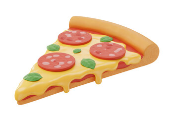 Isolated 3D Render of a Slice of Pepperoni Pizza with Melted Cheese
