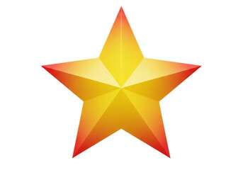 Isolated Gold and Red Star 3D Render on White Background