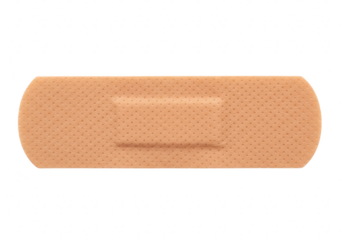 A single fleshcolored adhesive bandage strip, isolated on transparent background